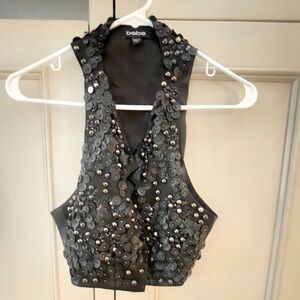 BEBE Vintage Leather and Silk sexy vest.